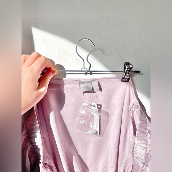 ASOS Silky off-shoulder top lilac [ XL ] long sleeve - Picture 7 of 11